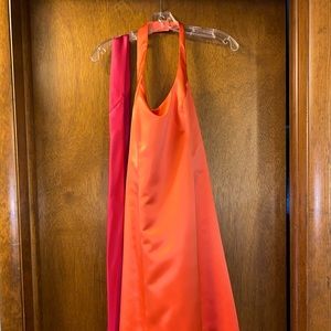 David’s Bridal tea length dress with matching sash.